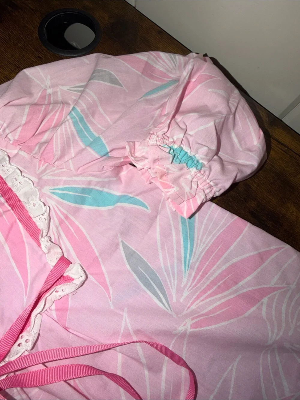 Vintage 1980s Girls Pink Hawaiian Floral Prairie Maxi Dress Approx Size 6